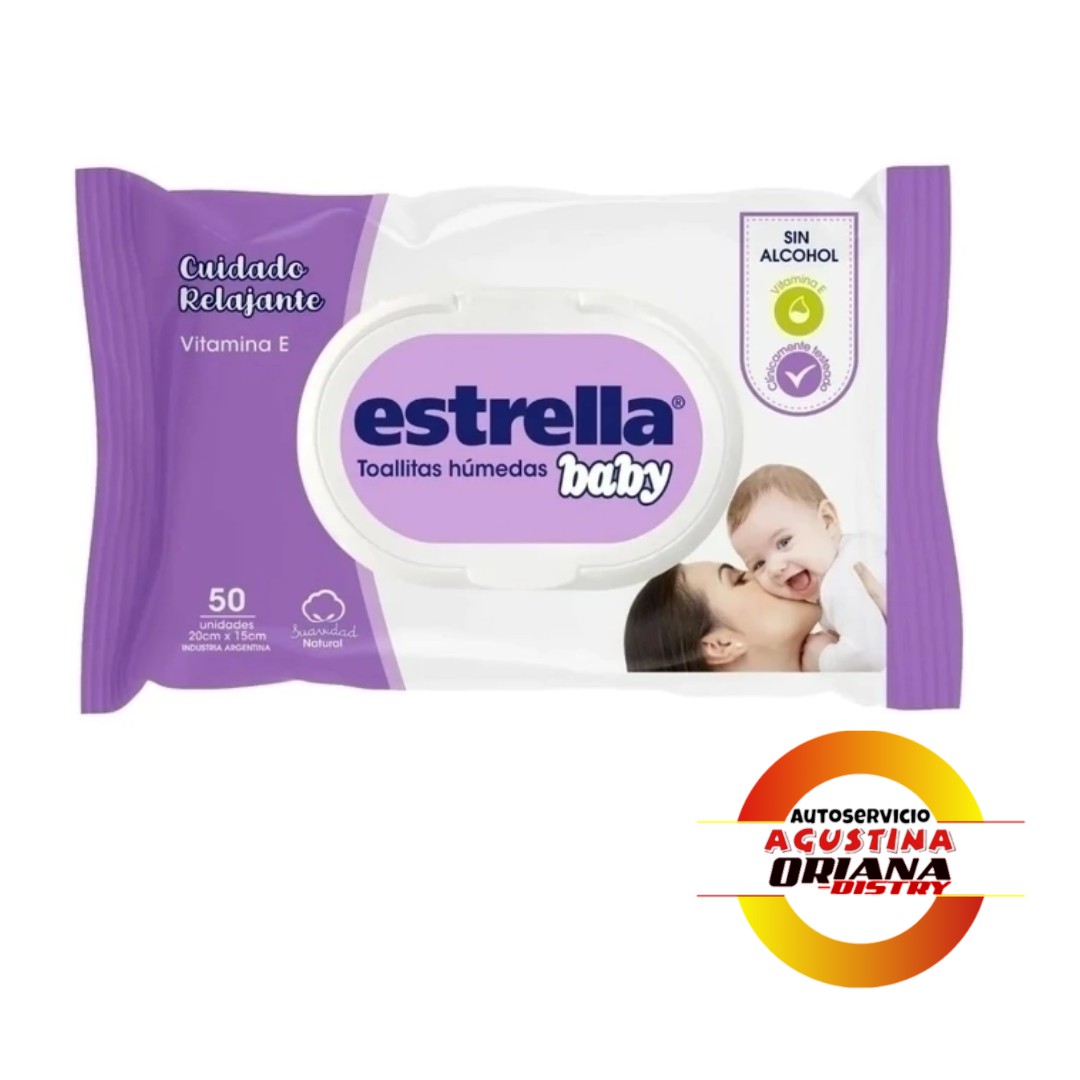 TOALLITAS HUMEDAS ESTRELLA X 50 VITAMINA E