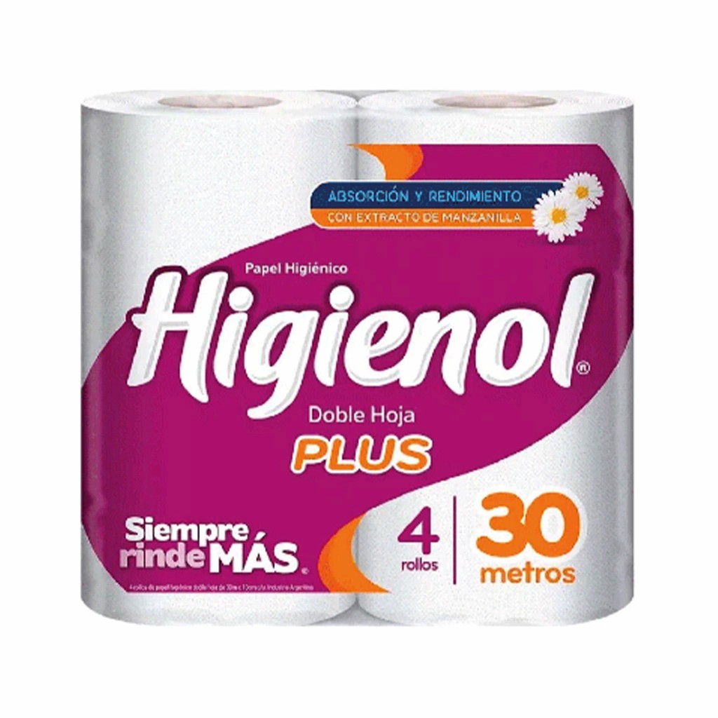 PAPEL X4 HIGIENOL DOBLE HOJA PLUS X30M