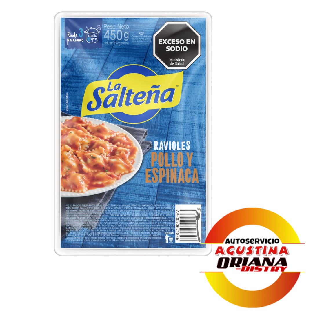 RAVIOLES LA SALTEÑA POLLO Y ESPINACA