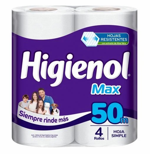 PAPEL X4 HIGIENOL MAX 50M