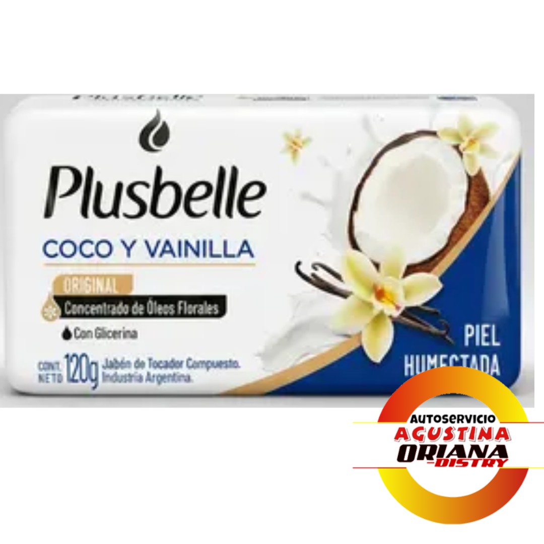 JABON TOCADOR  PLUSBELLE  120G COCO Y VAINILLA
