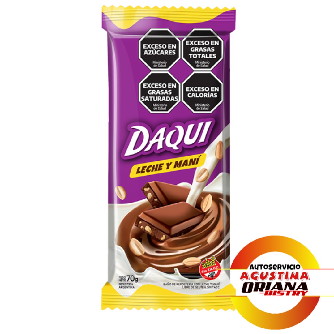 CHOCOLATE DAQUI 70G LECHE Y MANI