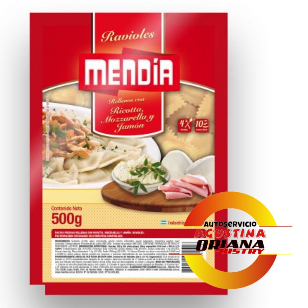 RAVIOLES MENDIA 500G RICOTTA MUZZA JAMON