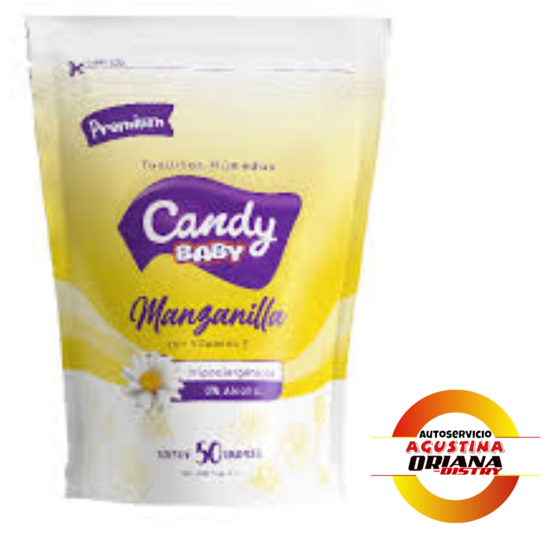 TOALLITAS HUMEDAS CANDY X50 MANZANILLA SIN ALCOHOL