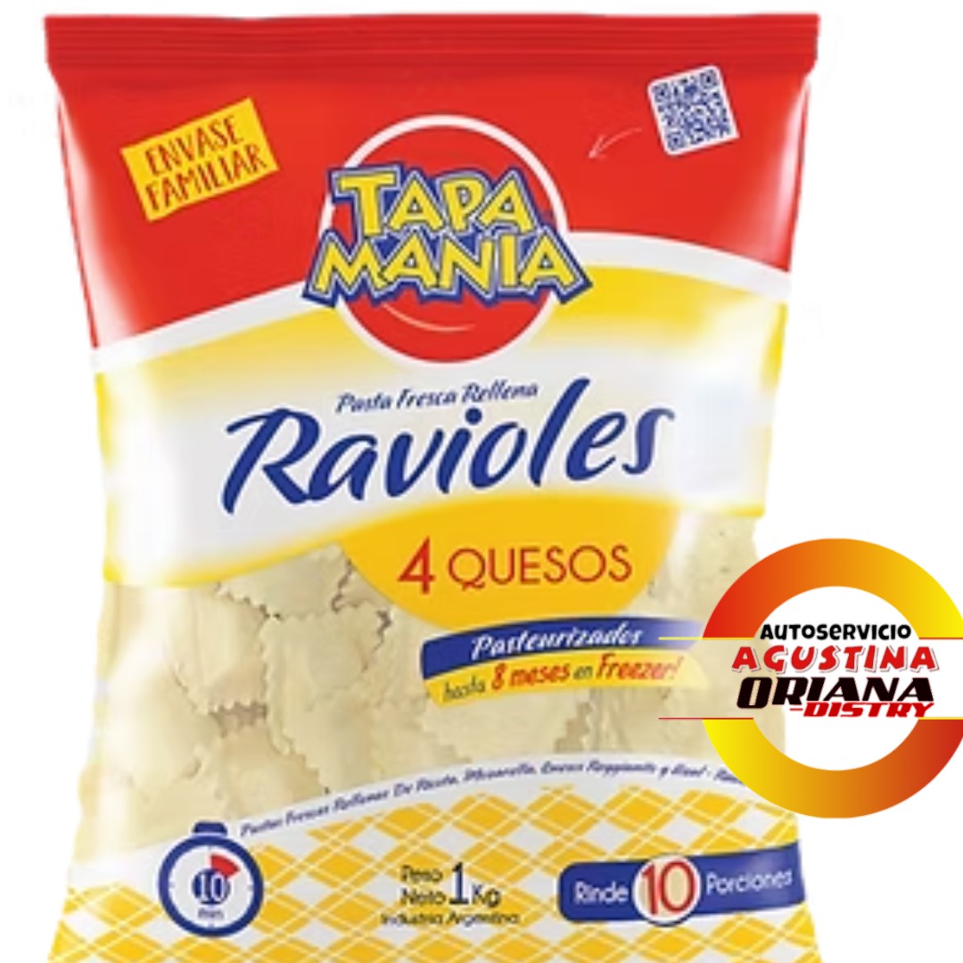 RAVIOLES 1KG TAPA MANIA 4 QUESO