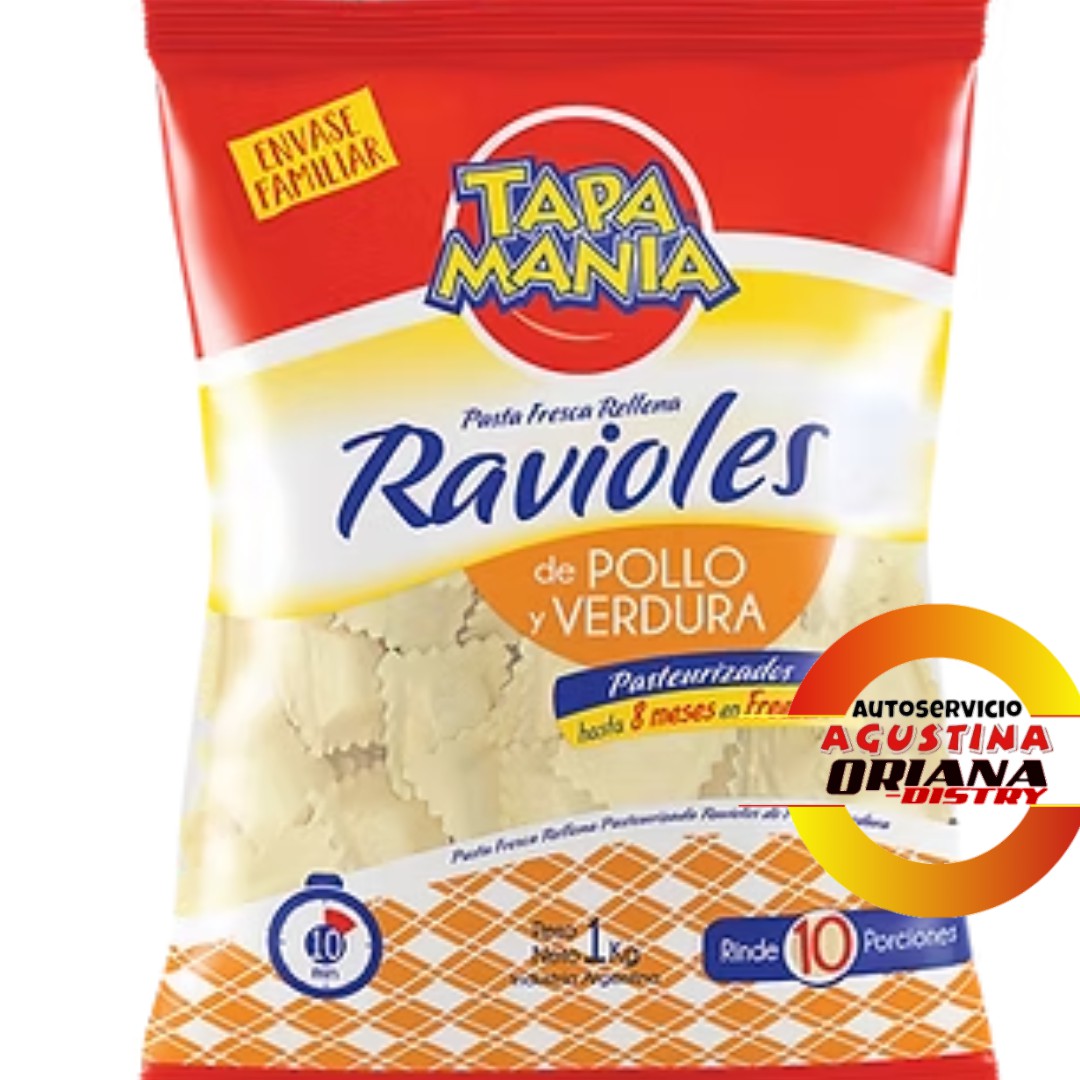 RAVIOLES 1KG TAPA MANIA POLLO Y VERDURA