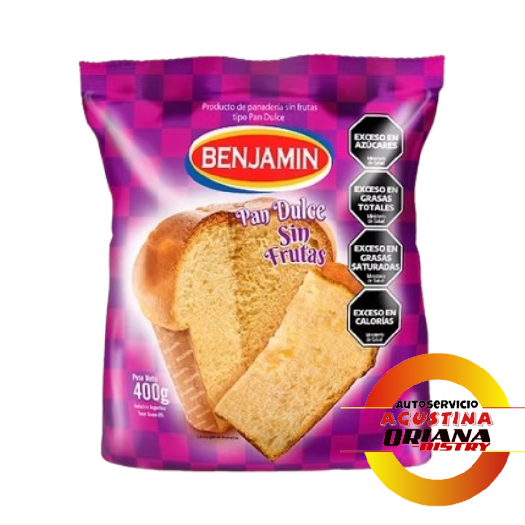 PAN DULCE 400G BENJAMIN SIN FRUTA