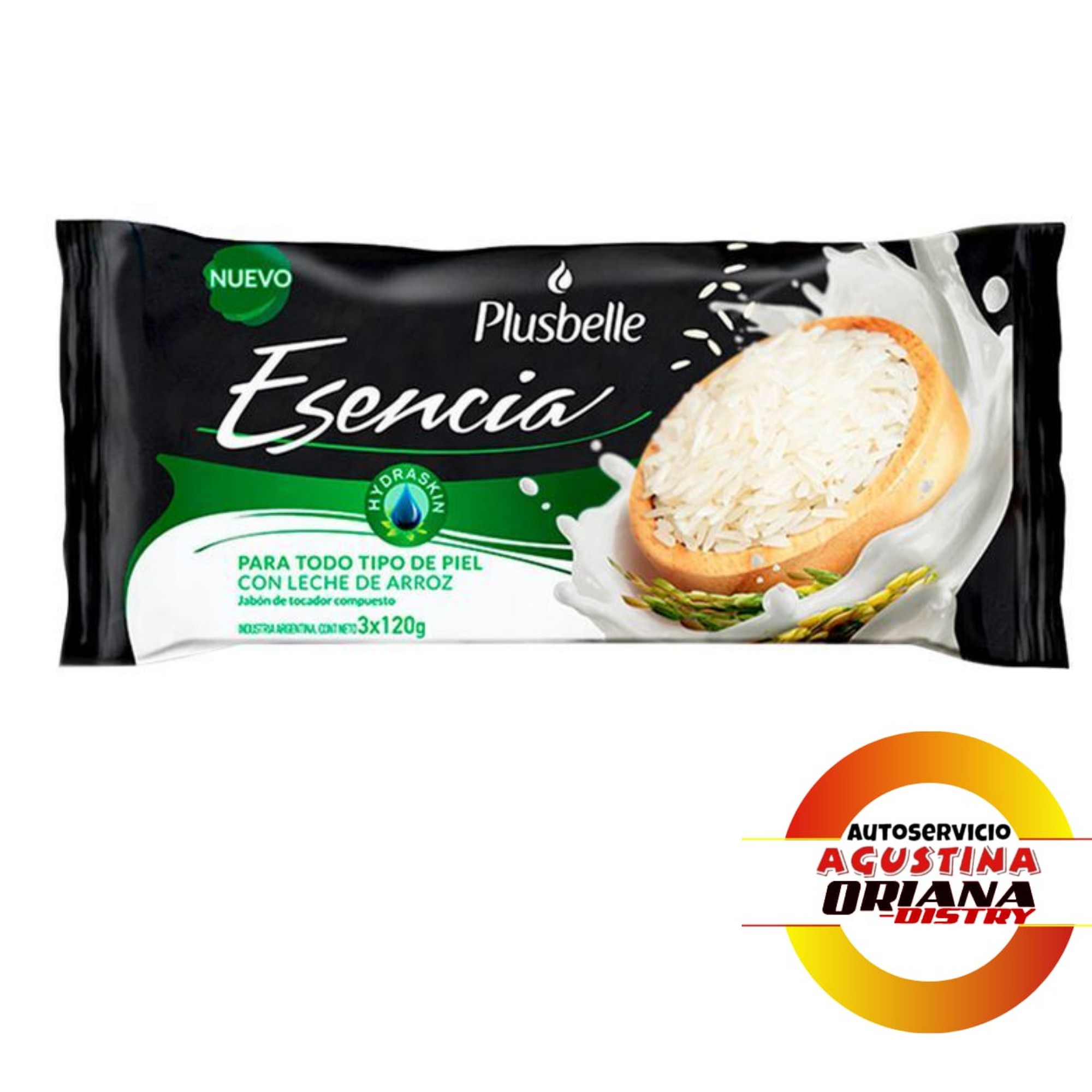 JABON PLUSBELLE X3 ESENCIA CON LECHE DE ARROZ