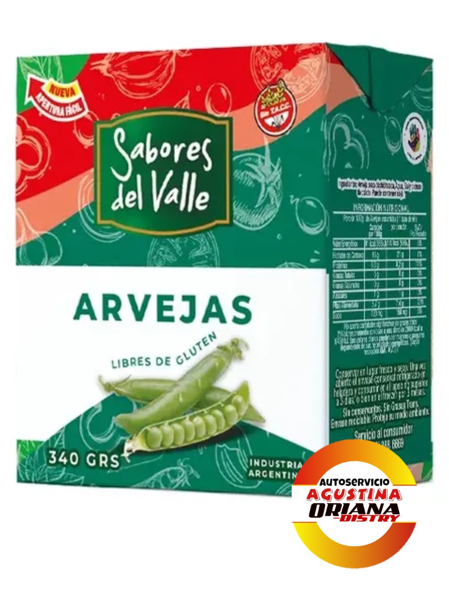 ARVEJAS 340G SABORES DEL VALLE CAJA